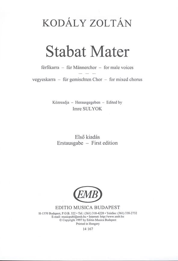 Stabat Mater für Mannerchor - für gemischten Cho